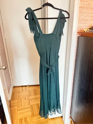 Claire Midi Dress Show Me Your Mumu Emerald Chiffon Wedding guest bridesmaid thumbnail 6