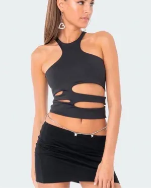 Edikted Black Maddy Cut-out Tank Top thumbnail 1