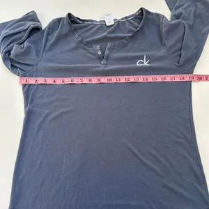 Calvin Klein Sleepwear Henley Long Sleeve Top Gray Women’s Medium CK Logo thumbnail 4