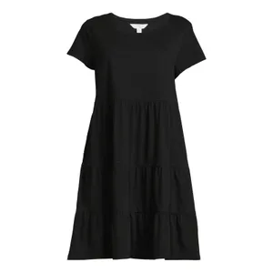 Time and Tru Womens Dress Size M Black Tiere Cotton Minimalist Whimsigoth thumbnail 2
