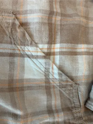 Eddie Bauer Linen Plaid Zip Up Hooded Jacket Size Large Tan Brown Orange thumbnail 4