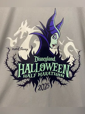 Disney Womens Shirt M Disneyland Halloween Half Marathon Run Gray Maleficent thumbnail 2