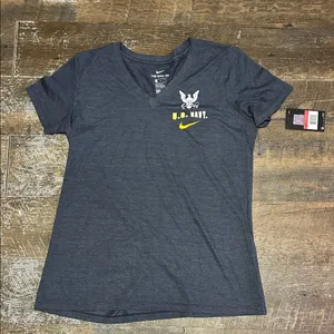Nike Heathered Gray‎ V-Neck U.S. Navy Tee with Yellow Logo NEW Size Large thumbnail 1