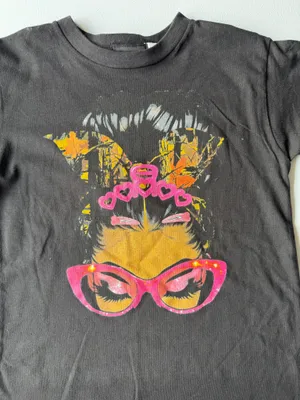 Popular Sports Girls Youth 7/8 Black Graphic T-Shirt – Pink Fashion Girl Design thumbnail 2