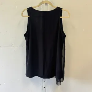 Calvin Klein Jeans Asymmetrical Sheer Layered V-Neck Tank Top Med Office thumbnail 2