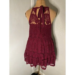 Xtraordinary Lace Maroon Mini Dress M Formal Special Occasion Cocktail Coquette thumbnail 2
