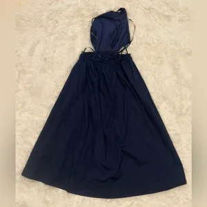 NEW Staud Vanessa Cut-out Maxi Back Tie Halter Dress in navy blue Size L thumbnail 5