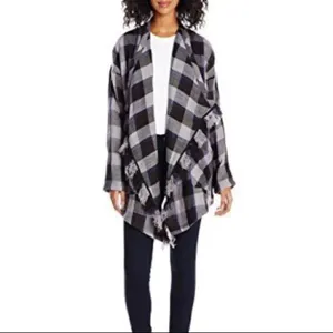 NWT Lucky Brand Black Gray Wrap Jacket Cardigan thumbnail 2