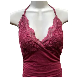 Romwe Whimsigoth Y2K Size S Top Contrast Lace Ruched Tie Back V-Neck Top Vest Red thumbnail 6