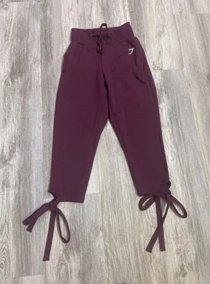 Gymshark Ark Womens High Waisted Tie‎ Cuff Joggers Maroon Size XS thumbnail 1