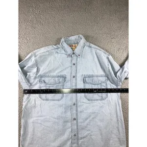 Faded Glory Vintage Denim Shirt Women XL Light Wash Button Up Workwear Chore Western Utility thumbnail 8