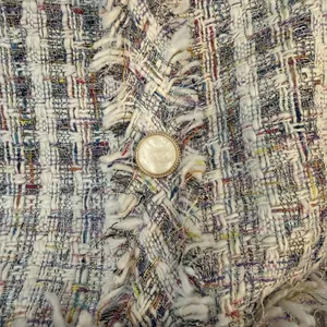 POL Tweed Dress LG White Colorful Plaid Fringe Button Detail Business Dressy‎ thumbnail 6