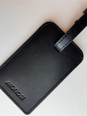Monos Premium Vegan Leather Luggage Travel Tag - Midnight Black - New w/o bag thumbnail 1