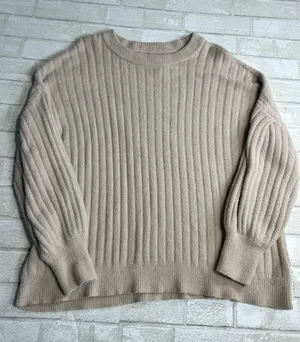 Aerie Women's Ribbed Crewneck Sweater - Beige Size Medium thumbnail 1