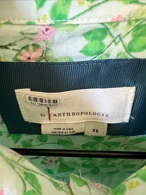 By Anthropologie Long-Sleeve Printed Maxi Shirt Dress in Green thumbnail 8