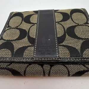 Coach Signature C Snap Black Canvas Leather Wallet thumbnail 2