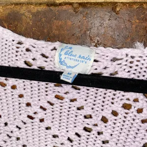 Francesca's Blue Rain Lilac Belle Keyhole Crochet Crop Cardigan Sweater Medium thumbnail 5