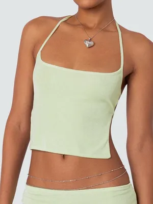 Edikted keke tie back top spaghetti straps green Small Coachella thumbnail 1