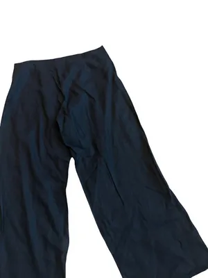Linen & Co Black Linen Wide Leg Drawstring Pants Palazzo Cropped Large Women's thumbnail 12