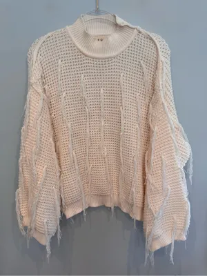 POL Oversized Knit Fringe Sweater Size S thumbnail 2