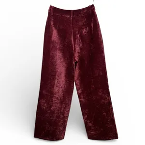 CoMMENSE Velvet Pocket Straight-Leg Pants COLOR - Burgundy, size Small NWT thumbnail 3