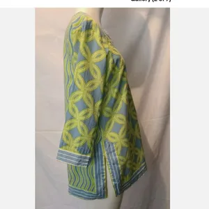 Gretchen Scott Green‎ Blue 100% Cotton Tunic Top Swim Summer Beach Size Small thumbnail 2