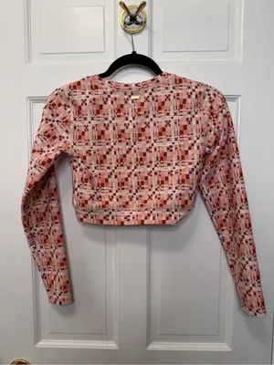 L*Space Active Aim‎ High Pink Plaid Long Sleeve Crop Top Athletic Size Medium thumbnail 6