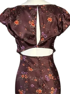 Free People Dainty Lace Retro 90s Butterfly Babe Maxi Dress in Brown Combo XL thumbnail 9