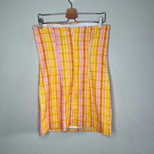 Peppermayo Girls Lunch Tube Mini Dress Splice Check Pattern Linen Blend US 6 thumbnail 5