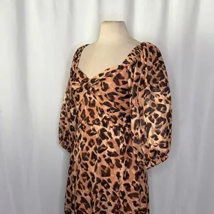 Anthropologie HUTCH Twist Puff Midi Dress Animal Leopard Print Smocked Medium thumbnail 7