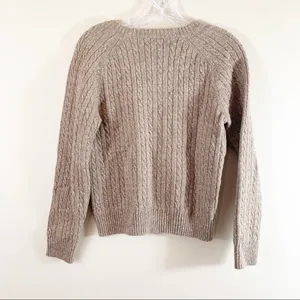 Pendleton Marled Brown Wool Blend Cable Knit V-Neck Sweater thumbnail 4