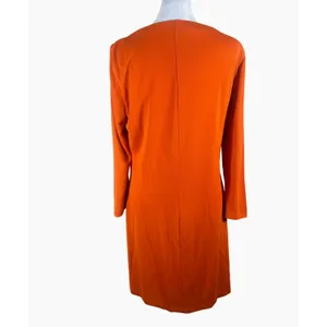 Lauren‎ Ralph Lauren Sheath Dress Size 10 Coral Excellent Long Sleeve Boatneck thumbnail 2
