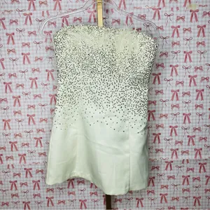 NBD x Revolve GRACY Strapless White Ostrich Feathered Sequin Mini Dress thumbnail 3