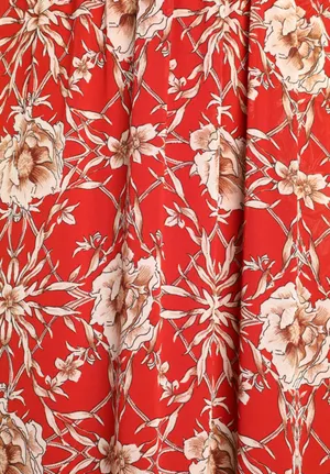 NWT Lulus Daily Daydream Rust Red Floral Print Puff Sleeve Midi Dress - Size L thumbnail 3
