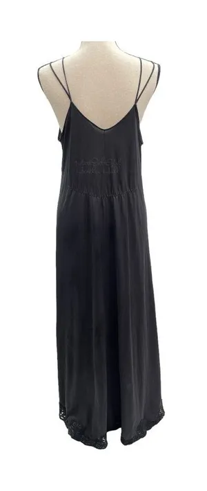 Vintage Shadowline Low V-Neckline Floral Lace Sexy Nightwear Maxi Slip Dress thumbnail 1