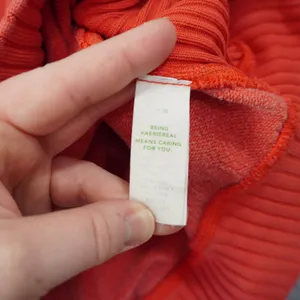 Aerie Mind In The Mtns Crewneck Sweatshirt Coral Orange Ribbed Pullover Womens M thumbnail 8