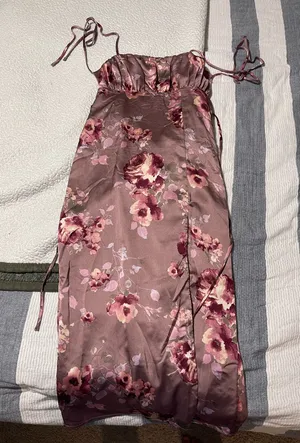 Lulus Satin Midi Dress Floral thumbnail 1