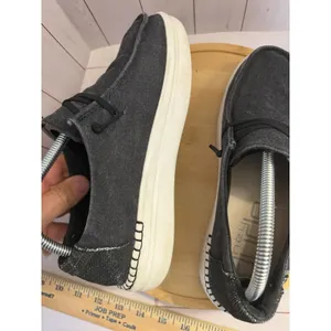 Hey Dude Wendy Rise Loafers Womens 7 Black Canvas Sparkle Platform Slip On Shoes thumbnail 6
