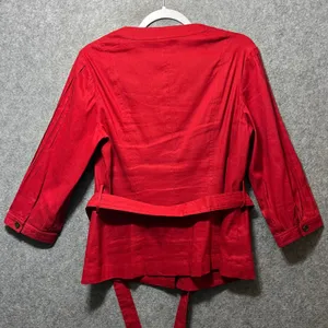 INSIGHT New York Red Linen Blend‎ Button Front Belted Blazer Jacket Size 12 thumbnail 7