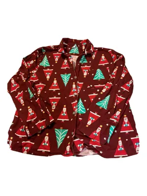 Old Navy Christmas Pajama Set – Burgundy Santa & Tree Print thumbnail 2