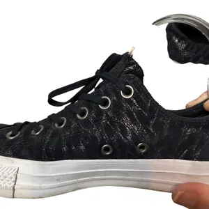 Converse All Star Low Top Sneaker Black Metallic Sparkle Women's Size 8 Grunge‎ thumbnail 4