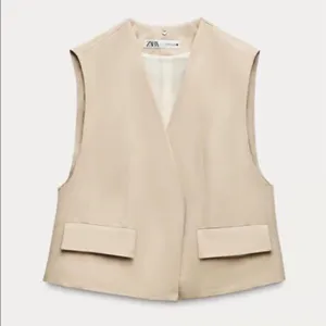 ZARA Women Beige Sleeveless Open Front Pocket Vest Blazer Oversized Medium thumbnail 3