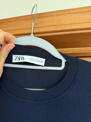 Zara rubbed long sleeve navy blue thumbnail 2
