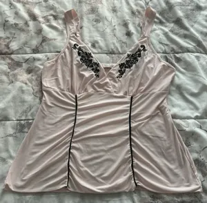 Pink Embroidered Babydoll Boho Pajama Top, size M thumbnail 5