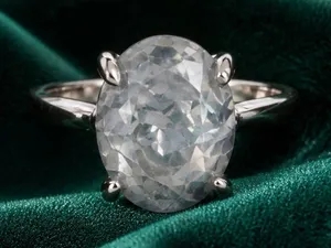 Gorgeous Stainless Steel Silver w/ Gorgeous Frosted Cream Color Gemstone Size 8 thumbnail 1