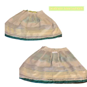 Banana Reppublic Green , Brown & Blue Stripe Silk Round Skirt Nwt (8) thumbnail 9