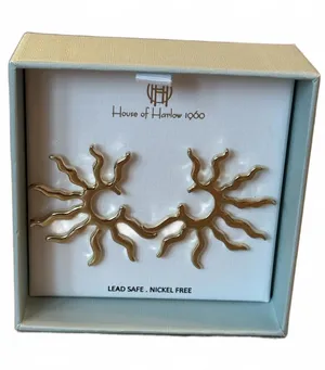House of Harlow 1960 Sunburst Gold Tone Earrings NIB thumbnail 1
