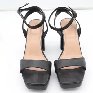 A New Day Black Platform Block Heel Sandals Square Toe Ankle Strap Womens Size 9 thumbnail 4