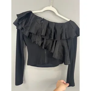Alice + Olivia Top Women 2 Black Great Ruffle One Shoulder CC711301014 thumbnail 5