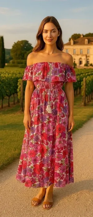 Jopna Floral Maxi Dress Strapless Cottagecore Boho Wedding Summer Lightweight‎ thumbnail 1